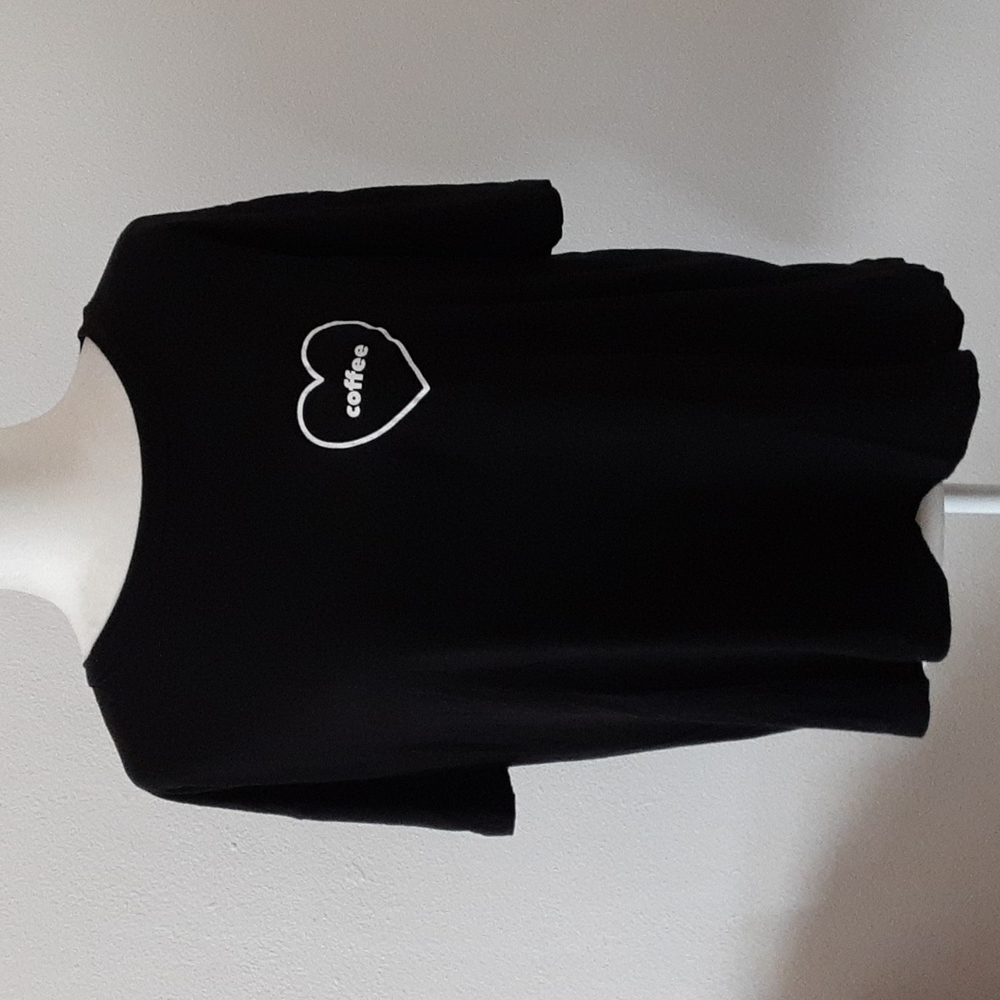 LOS ANGELES LA TRADING HEART COFFEE BLACK MIMI TEE SHIRT M/L  NWOT